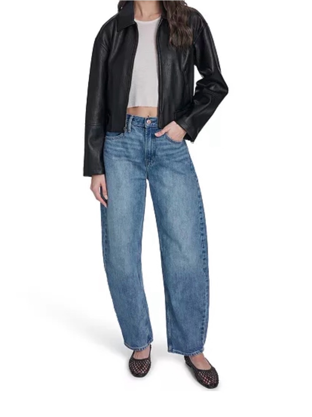 Levi's Black Leather Bomber Jacket with Zip Front